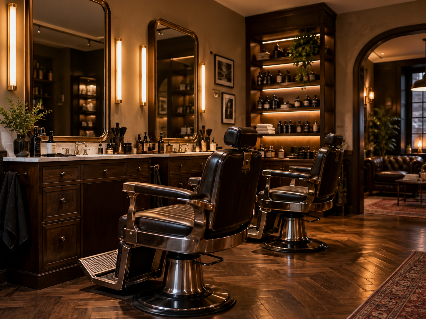 Fiktiver warmer Barbershop-Innenraum