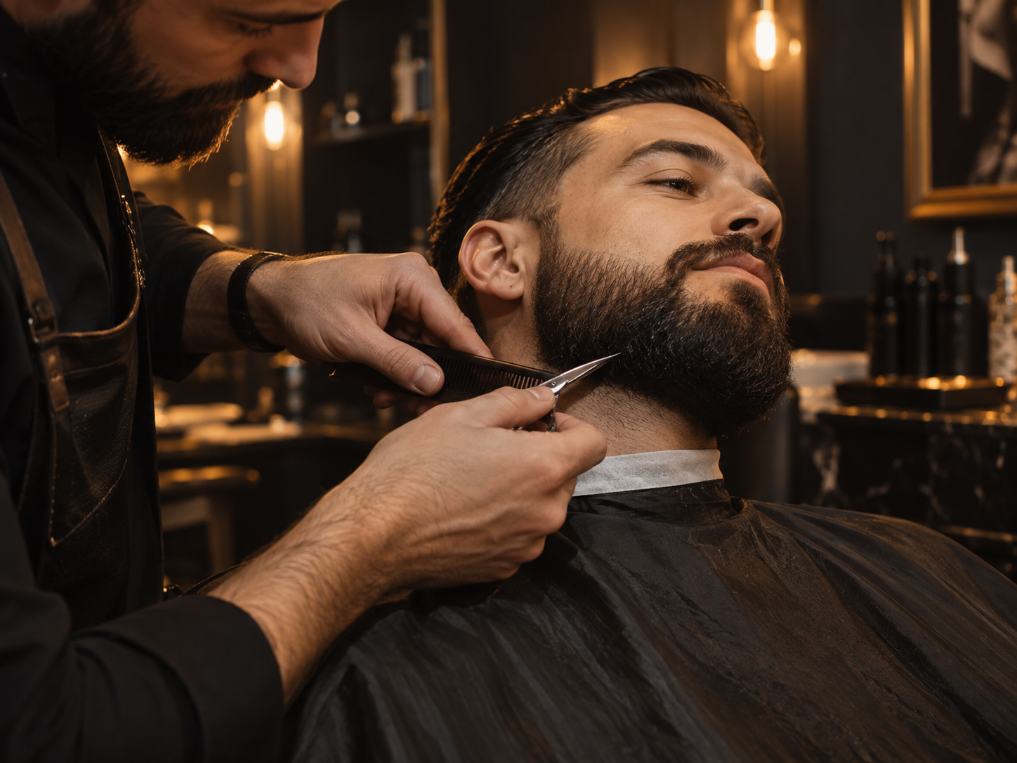 Fiktive Bartpflege im Barbershop
